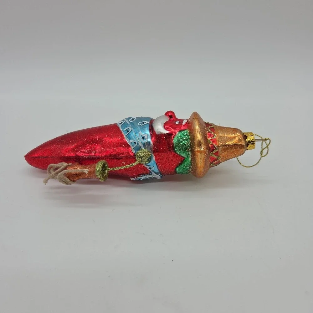 Red Hot Chili Pepper Cowboy Ornament Blown Glass Christmas Tree Decor Festive